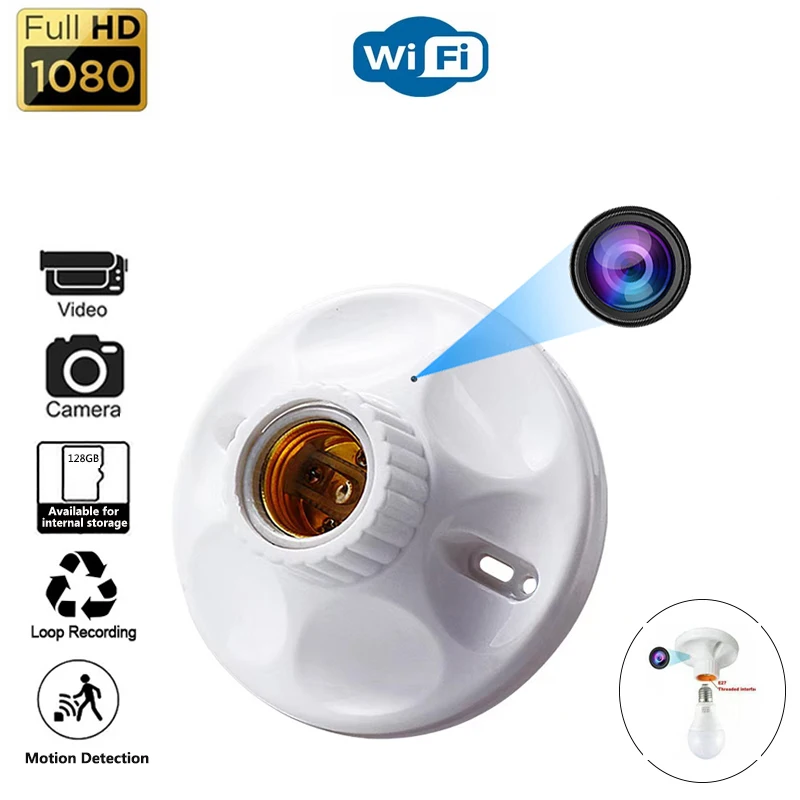 1080P Mini E27 Lamp Holder socket Camara Espia Invisible Con Wifi HD Wireless IP Camera Live Streaming APP Remote Monitoring
1080P Mini E27 Lamp Holder socket Camara Espia Invisible Con Wifi HD Wireless IP Camera Live Streaming APP Remote Monitoring