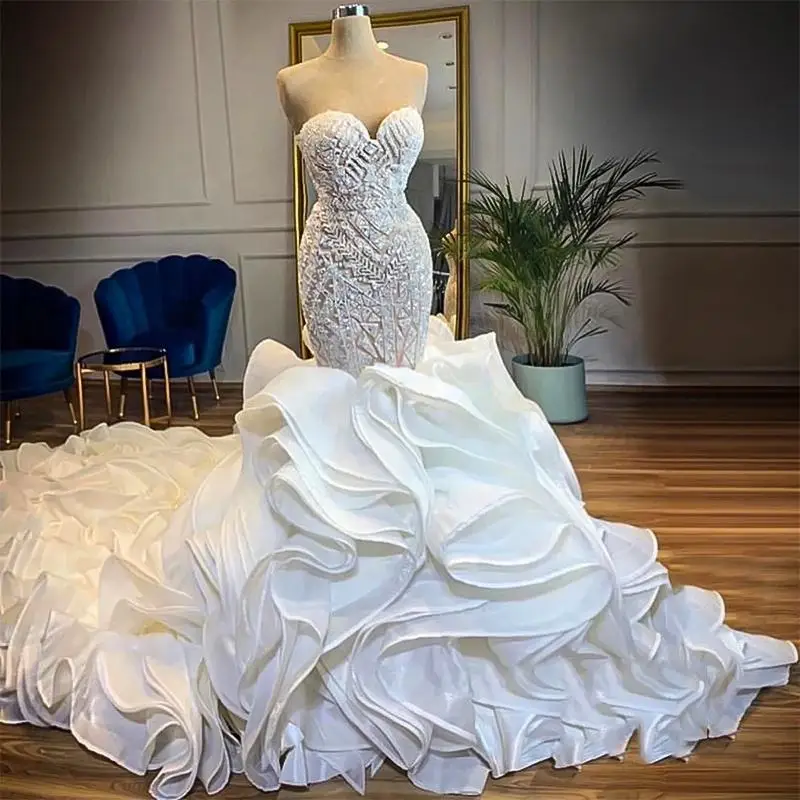 Handmade Beading Wedding Dress Top Quality Mermaid Pleated Bridal Gown Vestido De Novia 2023
Handmade Beading Wedding Dress Top Quality Mermaid Pleated Bridal Gown Vestido De Novia 2023