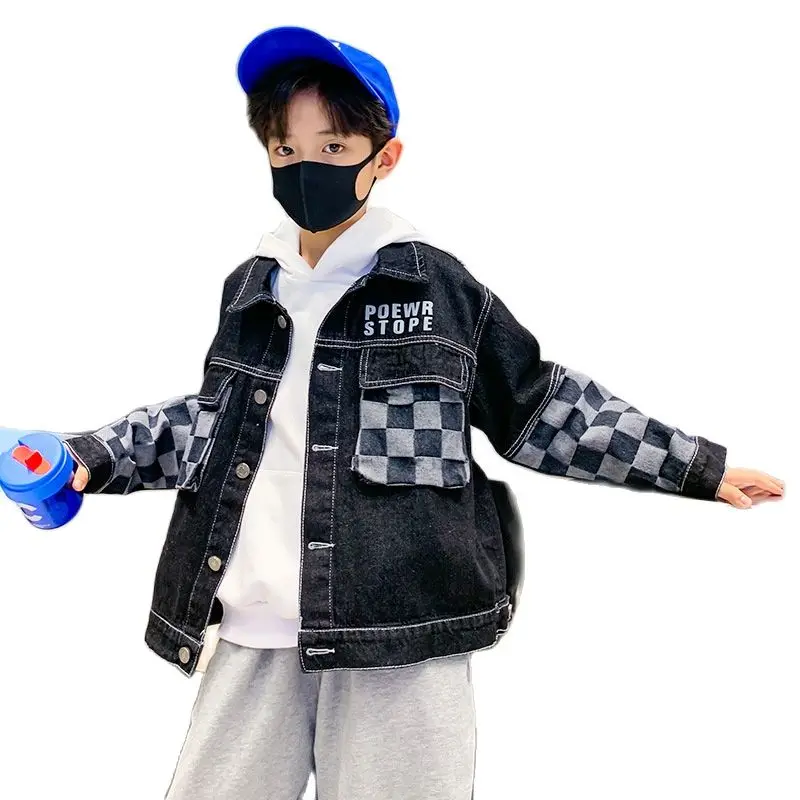 Boys Fashion Patchwork Jacket Spring Autumn New Denim Tops Kids Clothes for Teens Denim Letter Print Plaid Outerwear 8 10 12 14Y
Boys Fashion Patchwork Jacket Spring Autumn New Denim Tops Kids Clothes for Teens Denim Letter Print Plaid Outerwear 8 10 12 14Y