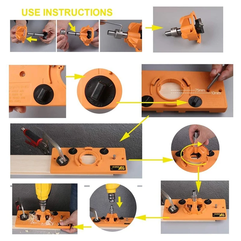 TOP Concealed Hinge Drilling Jig 35Mm Hinge Drilling Jig Hole Guide Kit Woodworking Tools Wood Dowel Jig (Yellow)
TOP Concealed Hinge Drilling Jig 35Mm Hinge Drilling Jig Hole Guide Kit Woodworking Tools Wood Dowel Jig (Yellow)