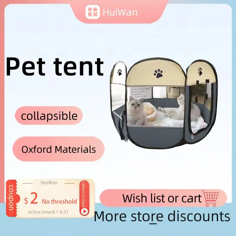 

Portable Foldable Pet Tent Kennel Octagonal Fence Puppy Shelter Easy To Use Outdoor Easy Operation Large Dog Cages Cat Fences