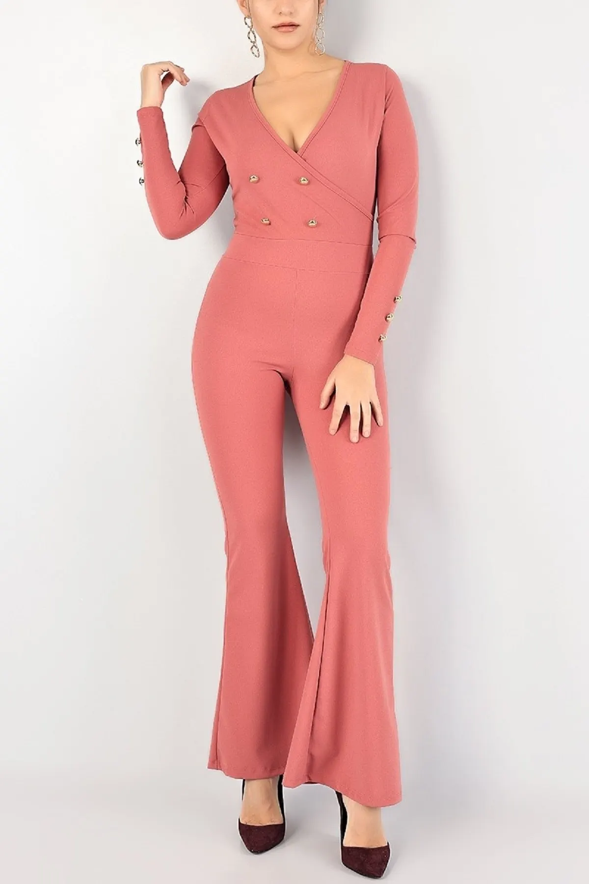 Women's Overalls Powder Spanish Leg Double Breasted Collar Jumpsuit New Style Jumpsuit Hot Casual Fashion Jumpsuit
Women's Overalls Powder Spanish Leg Double Breasted Collar Jumpsuit New Style Jumpsuit Hot Casual Fashion Jumpsuit