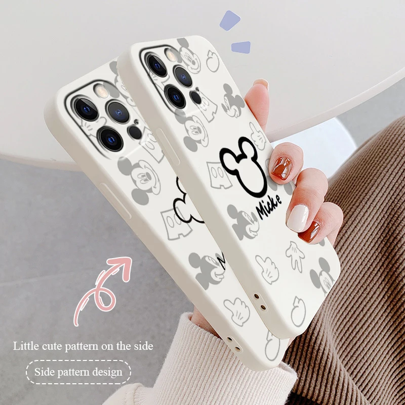 

Liquid Rope Cover Disney Mickey Minnie Comics Phone Case For Apple iPhone 14 13 12 Mini 11 XS Pro Max X XR Plus SE 2020 Funda