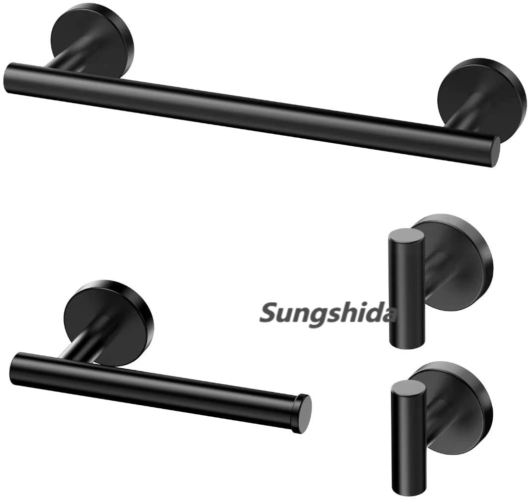 Sungshida 4Pcs Kit Thicken Stainless Steel Bathroom Hardware Set Towel Bar Toilet Paper Holder Hooks Bathroom Accessories Black
Sungshida 4Pcs Kit Thicken Stainless Steel Bathroom Hardware Set Towel Bar Toilet Paper Holder Hooks Bathroom Accessories Black