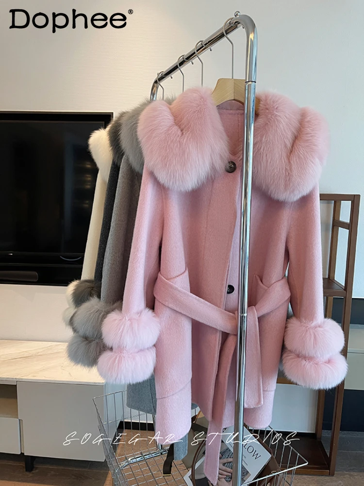 Fox Fur Big Fur Collar Double-Sided Cashmere Coat Female 2023 Autumn and Winter New High Sense Mid-Length Woolen Coat Women
Fox Fur Big Fur Collar Double-Sided Cashmere Coat Female 2023 Autumn and Winter New High Sense Mid-Length Woolen Coat Women