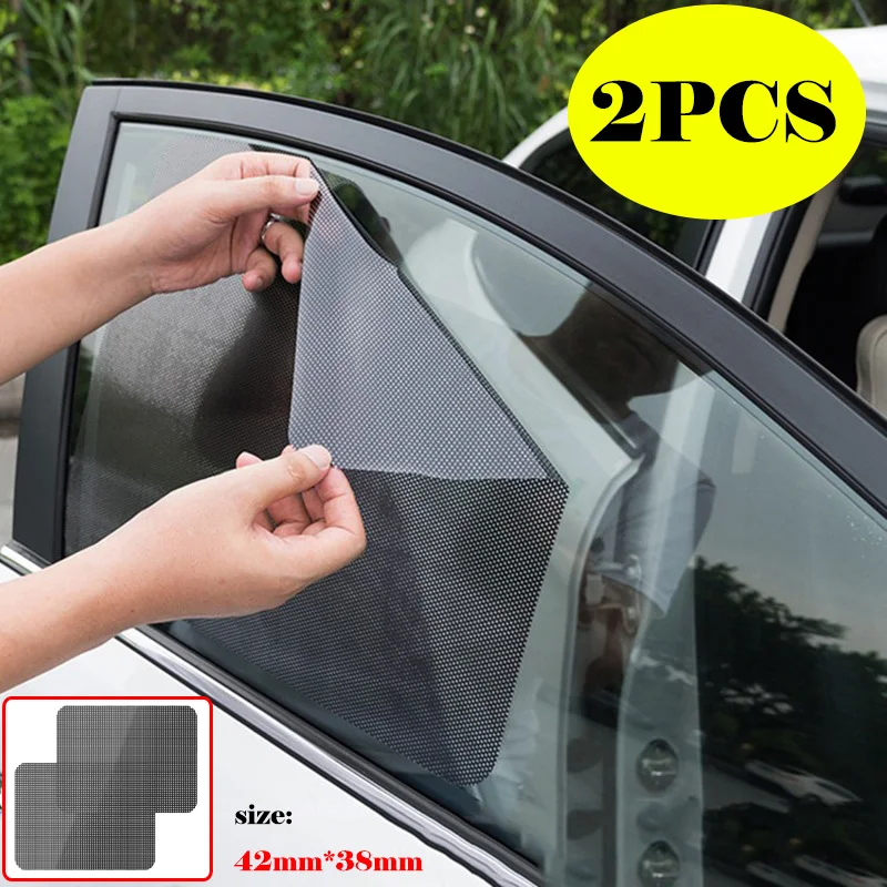 

2PCS Car Sun Protection Window Cover Car Stickers Sun Shades Black PVC Vehicle Sunshade Side Window Shield with Small Holes