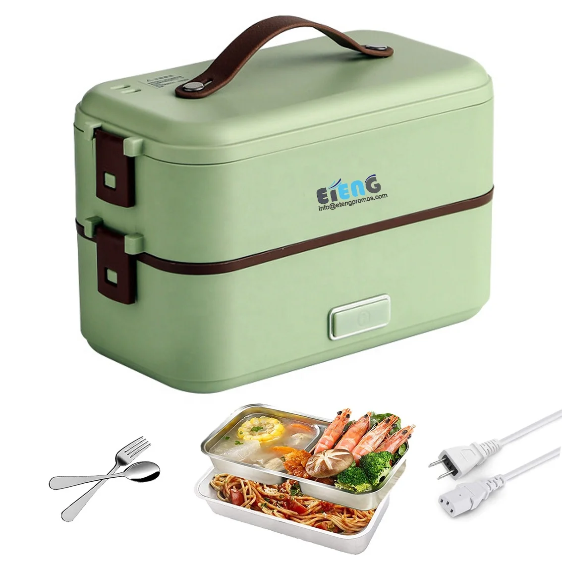 

Cheap Custom Food Heater Warmer Lunchbox 300W Portable Bento 304 Stainless Steel 110V 220V 1L Mini Electric Lunch Box