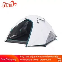 Waterproof family camping tent, 3 people, with 1 bedroom -1 waterproof outer tent -2 main poles+1 roof+12 tent studs