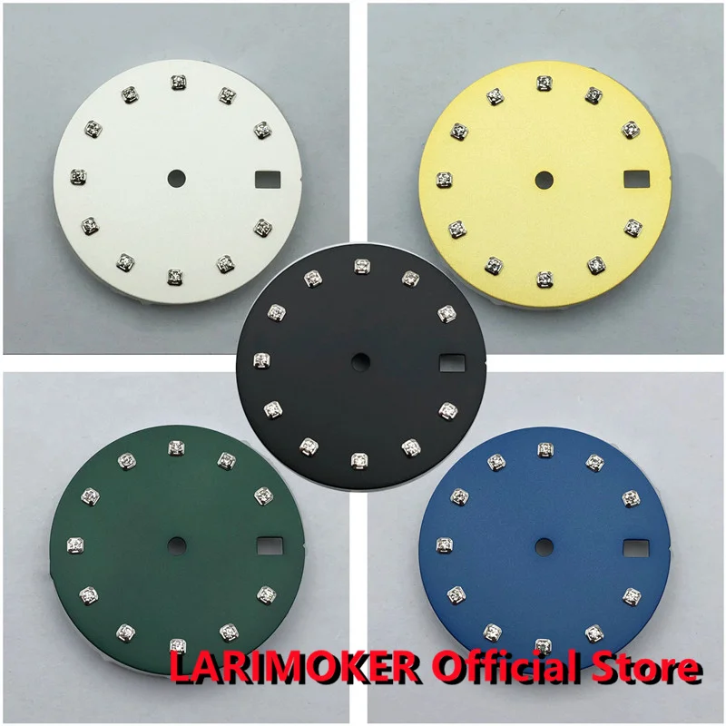 

LARIMOKER New 29mm Glass beads adorn article time index Date Window Dial Fit 3 o'clock /3.8 O 'clock NH35 NH36 Watch Dial