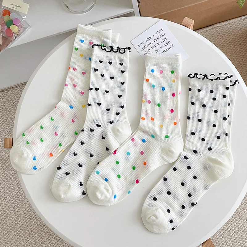 Fashion Women Crew Socks New Summer Thin Colorful Mesh Socks For Women Kawai Breathable Korean Style Dots Girl Cute Socks Frilly
Fashion Women Crew Socks New Summer Thin Colorful Mesh Socks For Women Kawai Breathable Korean Style Dots Girl Cute Socks Frilly