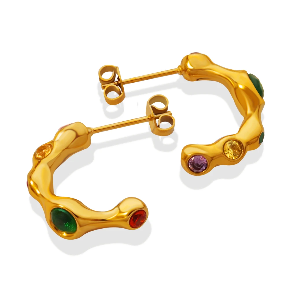 Женские серьги-гвоздики из нержавеющей стали, с фианитами 
Женские серьги-гвоздики из нержавеющей стали, с фианитами