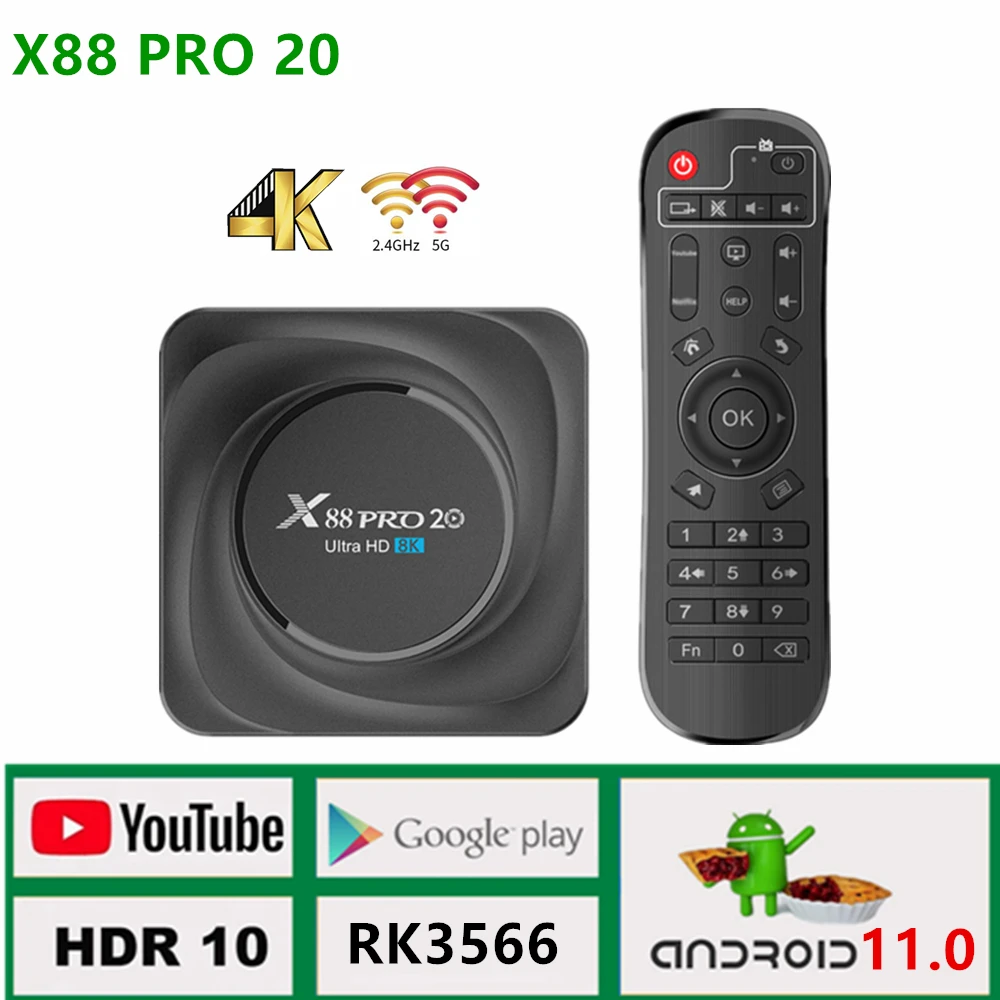 X88 PRO 20 Android 11 TV Box RK3566 Quad Core 4K HD Bluetooth Android TV BOX Multimedia Player Home Set top Box
X88 PRO 20 Android 11 TV Box RK3566 Quad Core 4K HD Bluetooth Android TV BOX Multimedia Player Home Set top Box