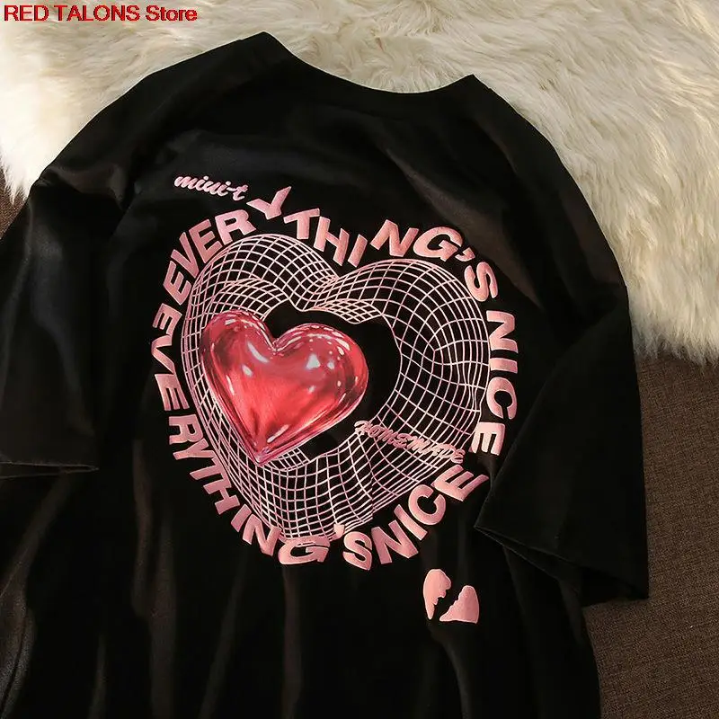 100% Cotton Love Printing Short Sleeve T-shirt Female Student 2022 Summer Fashion High Street Loose Casual Tops
100% Cotton Love Printing Short Sleeve T-shirt Female Student 2022 Summer Fashion High Street Loose Casual Tops