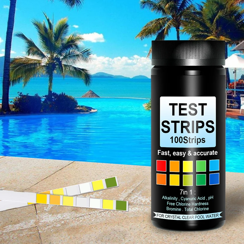 100pcs Water Tropical Test Paper 7 In 1 Swimming Pool Tests PH Meters Portable Water Analyzer Strips Tools
100pcs Water Tropical Test Paper 7 In 1 Swimming Pool Tests PH Meters Portable Water Analyzer Strips Tools