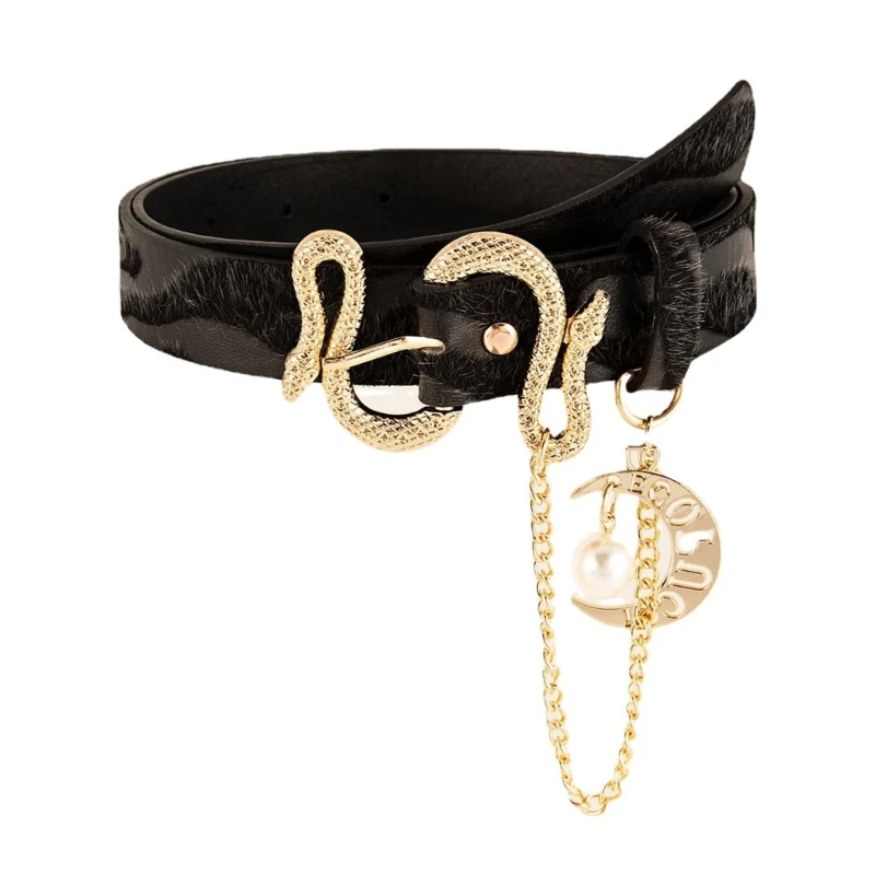 Snake Buckle Thin Belt Elastic Retro Pu Adjustable Belt Women Waist Seal Belt with Dangle Moon for Coat Skirts Jeans DXAA
Snake Buckle Thin Belt Elastic Retro Pu Adjustable Belt Women Waist Seal Belt with Dangle Moon for Coat Skirts Jeans DXAA