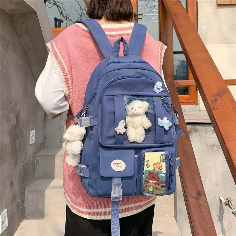 

Японский Школьный рюкзак для девочек-подростков, женские сумки с несколькими карманами, милый ранец в стиле Харадзюку