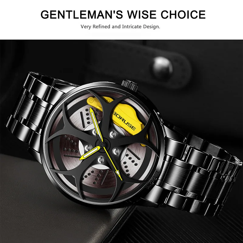 Business Car Wheel Hub Watch for Men with Vacuum Plating Stainless Steel Strap Waterproof Luminous Hands Quartz Wristwatch
Business Car Wheel Hub Watch for Men with Vacuum Plating Stainless Steel Strap Waterproof Luminous Hands Quartz Wristwatch