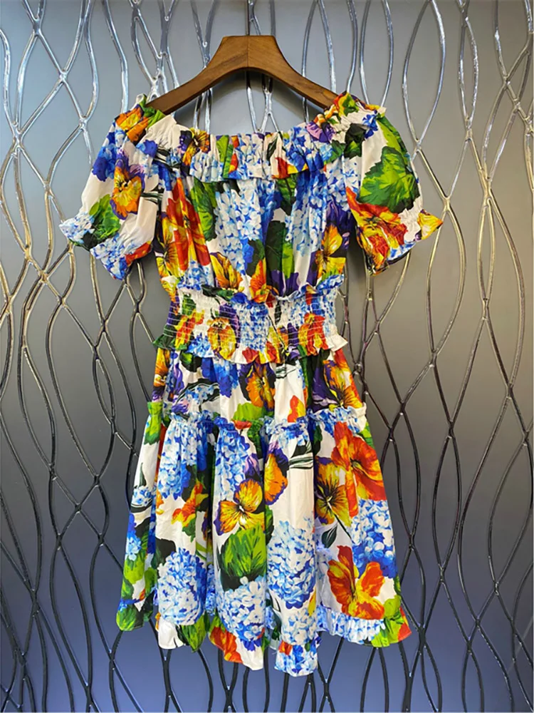 Delocah High Quality Summer Women Fashion Runway Mini Dress Lantern Sleeve Elastic Waist Shirring Ruffles Print Cotton Dresses
Delocah High Quality Summer Women Fashion Runway Mini Dress Lantern Sleeve Elastic Waist Shirring Ruffles Print Cotton Dresses