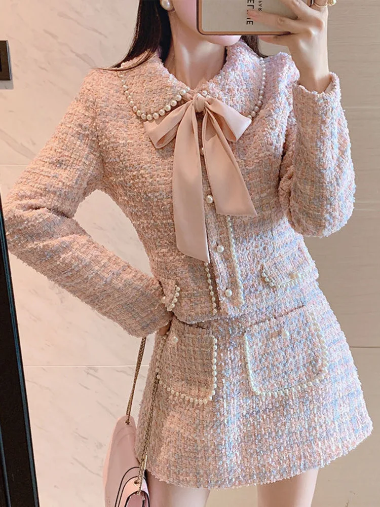 Fashion Pink Tweed Jacket + Skirt Suit Autumn/Winter New Women's Jacket Business Ladies 2 Piece Elegant Professional Skirt Set
Fashion Pink Tweed Jacket + Skirt Suit Autumn/Winter New Women's Jacket Business Ladies 2 Piece Elegant Professional Skirt Set