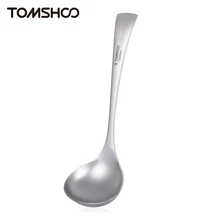 Tomshoo Pure Titanium Spoon Thickeness Tableware Porridge Stew Sauce Deep-bowled Ladle Scoops Cooking Kitchen Long Handdle Spoon