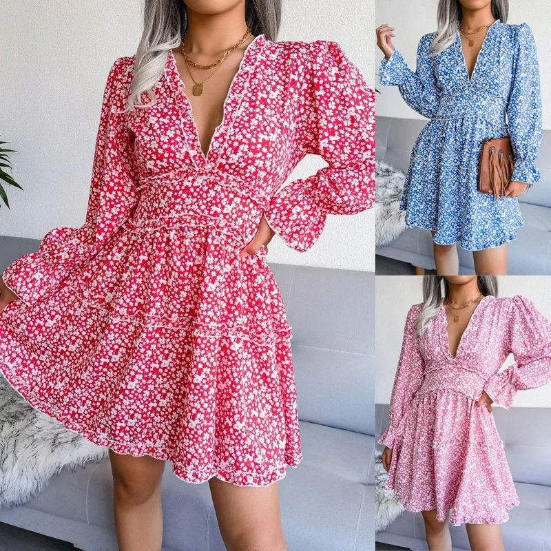 Sexy V-neck Dress Fashion Women's Solid Color Slimming Fungus Edge Long-sleeved Chiffon Floral Skirt All-match Basic Pullover
Sexy V-neck Dress Fashion Women's Solid Color Slimming Fungus Edge Long-sleeved Chiffon Floral Skirt All-match Basic Pullover