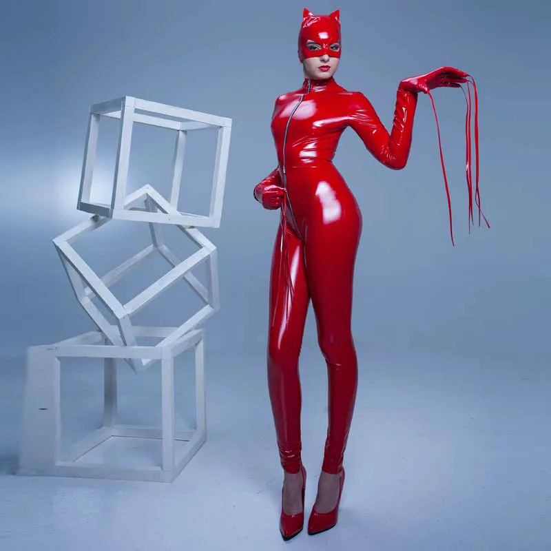 Red Shiny Wetlook Faux Leather Jumpsuit Zip Open Crotch Pvc Latex Catsuit Zentai Sexy Cat Women Cosplay Bodysuit+Mask+Gloves
Red Shiny Wetlook Faux Leather Jumpsuit Zip Open Crotch Pvc Latex Catsuit Zentai Sexy Cat Women Cosplay Bodysuit+Mask+Gloves