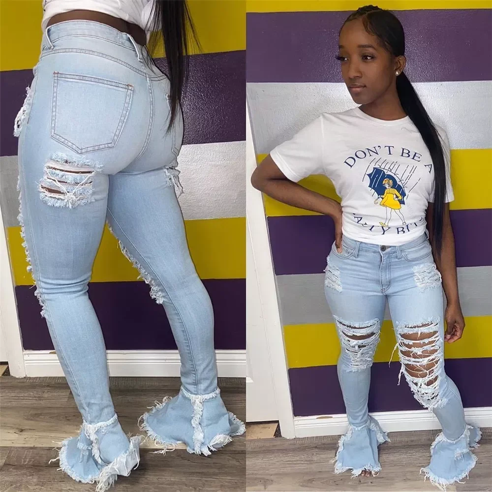 Ripped Jeans For Women High Waist Jeans Vintage Flare Jeans With Holes Patchwork Bell Bottom Jean Denim Pants Trousers
Ripped Jeans For Women High Waist Jeans Vintage Flare Jeans With Holes Patchwork Bell Bottom Jean Denim Pants Trousers