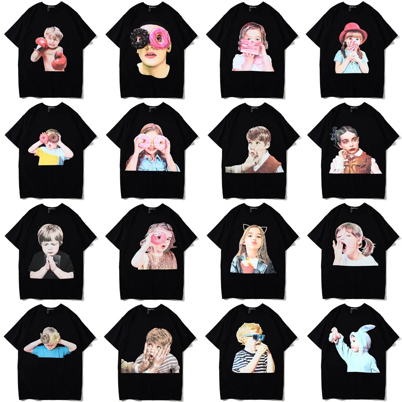 Summer Korean fashion brand boys' and girls' doughnut baby pattern Short Sleeve Tee lovers' star Lisa same T-shirt 
Summer Korean fashion brand boys' and girls' doughnut baby pattern Short Sleeve Tee lovers' star Lisa same T-shirt