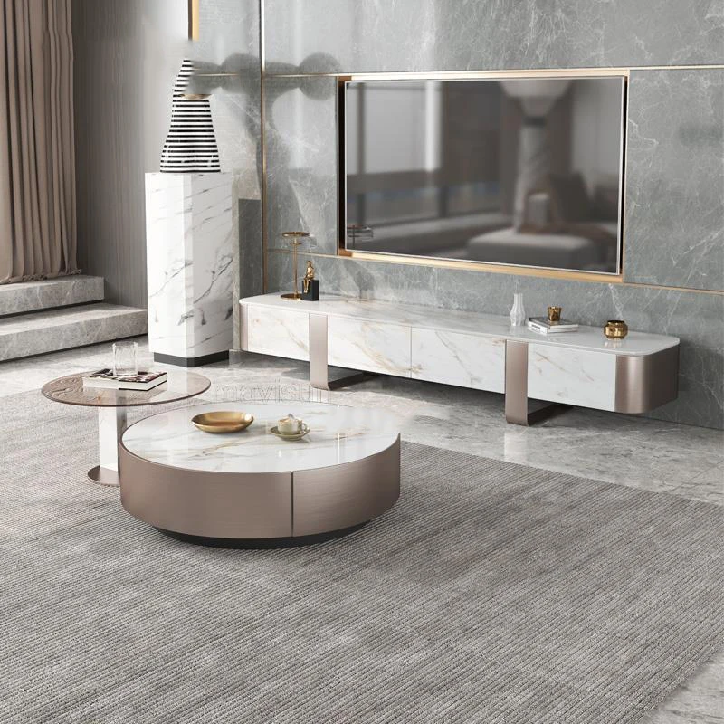 Light Luxury Round Rock Board Room Coffee Table Creative Nordic Modern Minimalist Apartment Coffee Table And TV Cabinet Set
Light Luxury Round Rock Board Room Coffee Table Creative Nordic Modern Minimalist Apartment Coffee Table And TV Cabinet Set