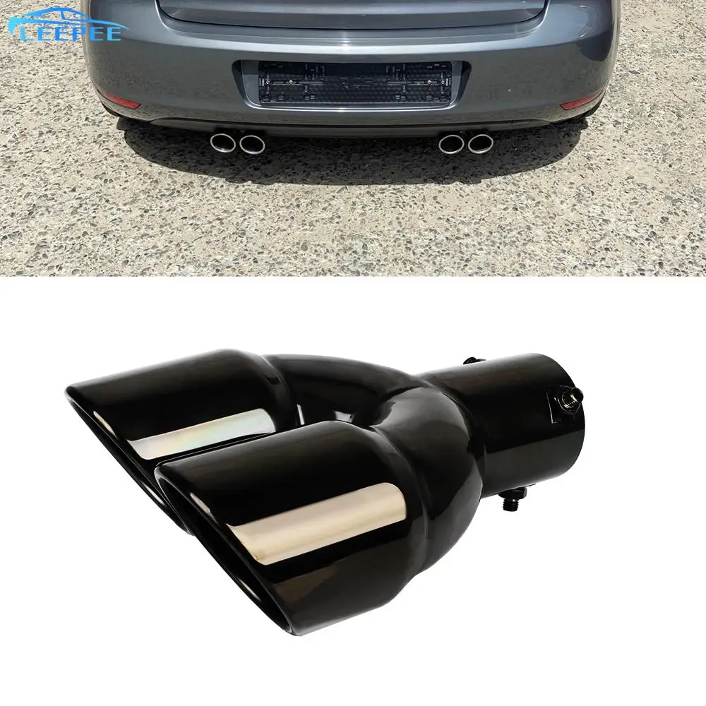 

Double Outlet Double-Barrel Rear Exhaust Tip Tail Pipe Stainless Steel Muffler 63mm Car Inlet Car Accessories Universal
