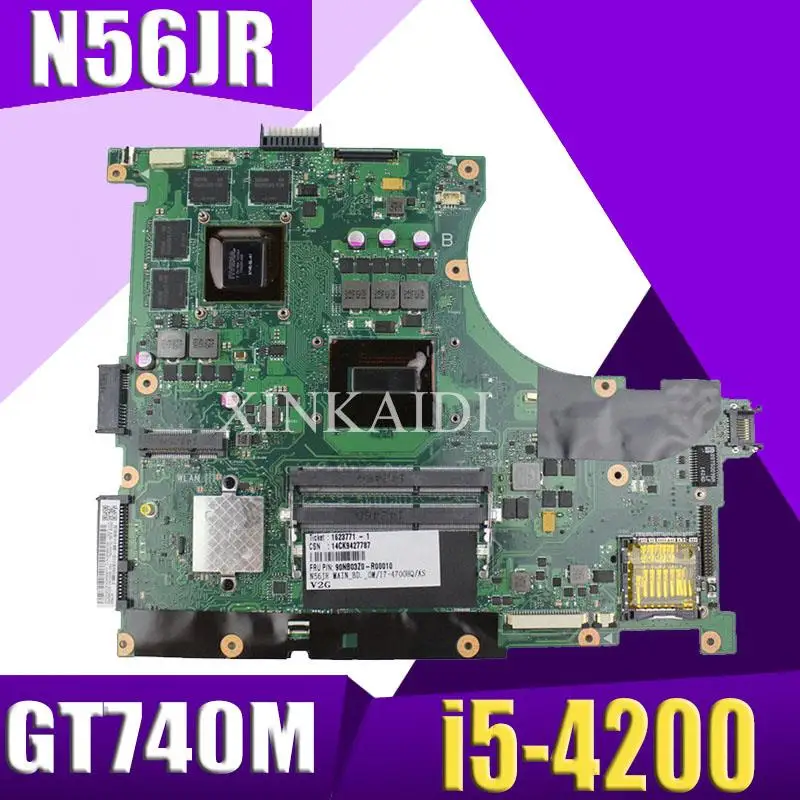 XinKaidi N56JR For ASUS N56JR Laptop motherboard N56JR N56JK mainboard REV2.0 i5-4200HQ with GT740M Graphics card
XinKaidi N56JR For ASUS N56JR Laptop motherboard N56JR N56JK mainboard REV2.0 i5-4200HQ with GT740M Graphics card
