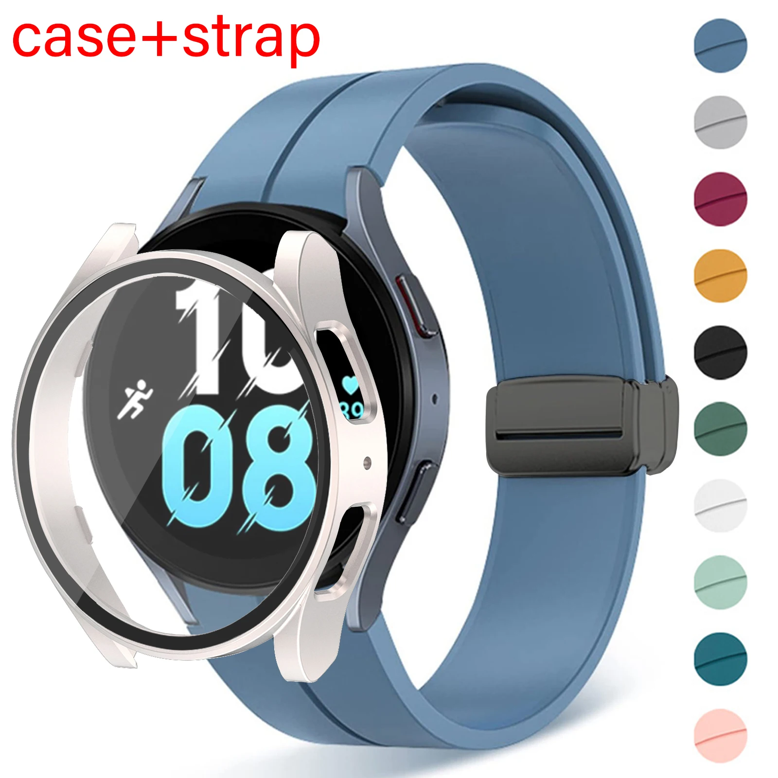 Strap+Case For Samsung Galaxy watch 4/5pro/6 classic 40mm44mm No Gap Silicone strap Original Magnetic bracelet Watch 5 45mm belt
Strap+Case For Samsung Galaxy watch 4/5pro/6 classic 40mm44mm No Gap Silicone strap Original Magnetic bracelet Watch 5 45mm belt