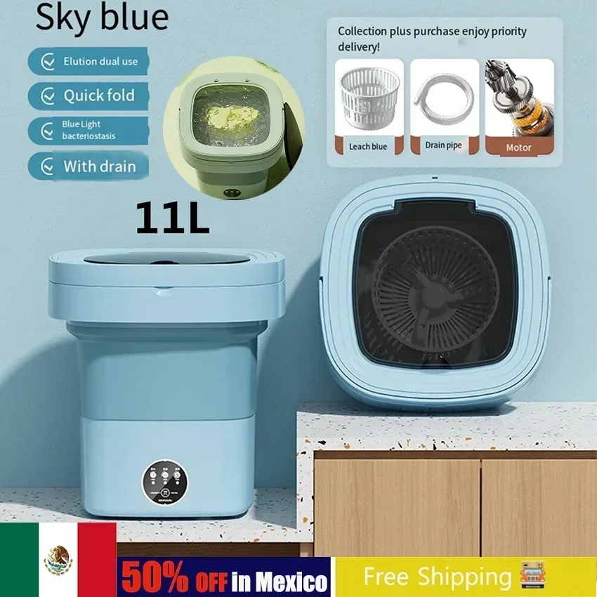Portable Folding Washing Machine 6L 11L Travel Home Underwear Socks Mini Washer Big Capacity with Spin Dryer Bucket for Clothes
Portable Folding Washing Machine 6L 11L Travel Home Underwear Socks Mini Washer Big Capacity with Spin Dryer Bucket for Clothes