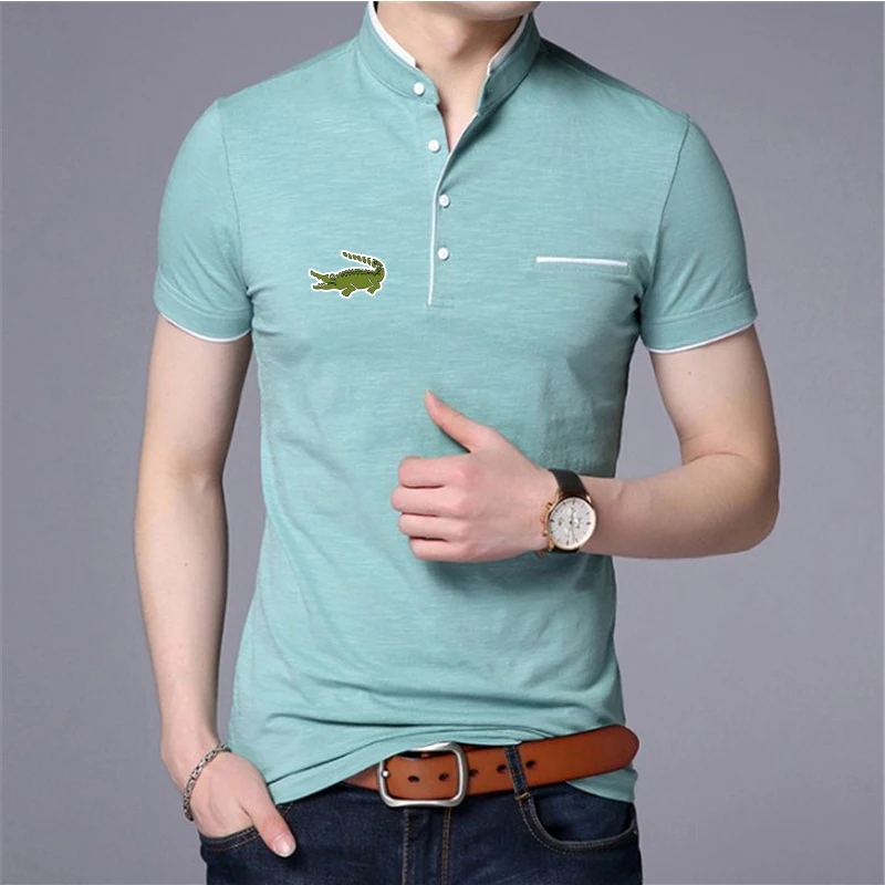 New Embroidered Men's Standing Neck Short Sleeve T-shirt Large Slim Fit Casual Men's Temperament Short T-shirt
New Embroidered Men's Standing Neck Short Sleeve T-shirt Large Slim Fit Casual Men's Temperament Short T-shirt