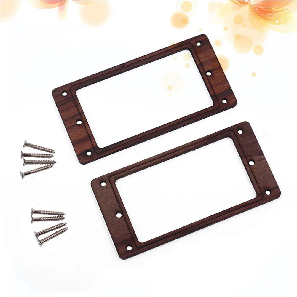 

2pcs Rosewood Double Coil Electric Guitar Pickup Ring Humbucker Frame Mounting Ring with 8 Screws GB305L (Brown) Metal