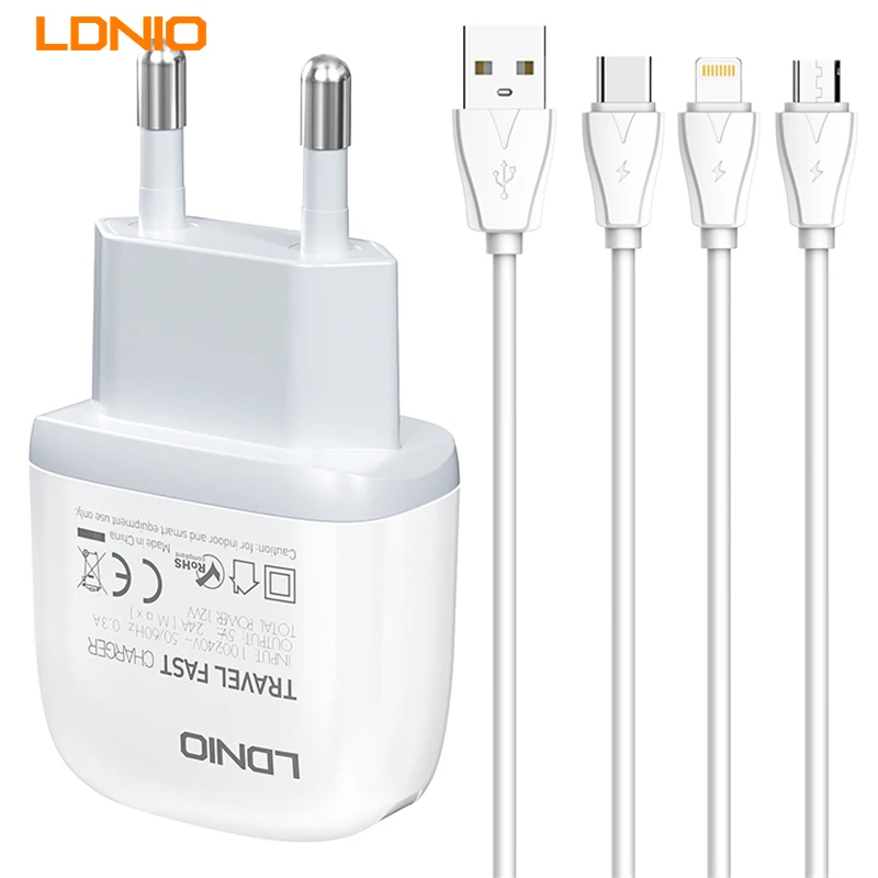 

LDNIO A2219 2.4A 2Usb Portable Charger 12W Fast Charge Quick Charge Power Adapter EU Plug Home Wall Mobile Phone Charger