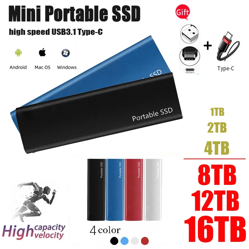 

Новый портативный SSD 16 Тб внешний твердотельный накопитель USB3.1/интерфейс TYPE-C для ноутбука/Windows/Mac/Mobile высокоскоростной жесткий диск