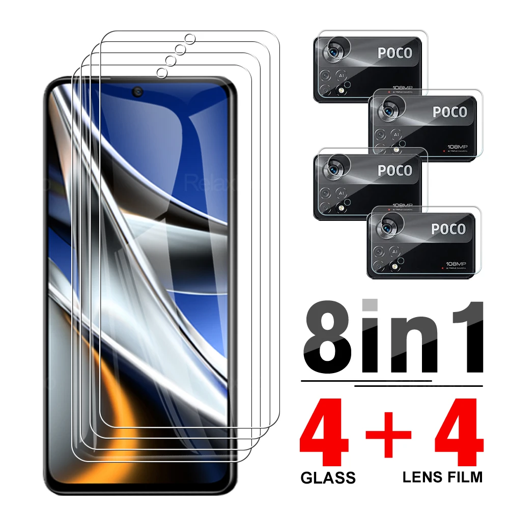 

8in1 For Xiaomi Poco X4 Pro Screen Protector Lens Tempered Film Glass Xiami Poco X4 Nfc X3 Pro X3 Gt F2 Pro X2 M4 M3 F3 phone F1