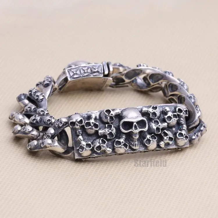 Wholesale S925 Sterling Silver Personalized Jewelry Retro Thai Silver men's Skulls Cemetery Gorgeous Bracelet
Wholesale S925 Sterling Silver Personalized Jewelry Retro Thai Silver men's Skulls Cemetery Gorgeous Bracelet
