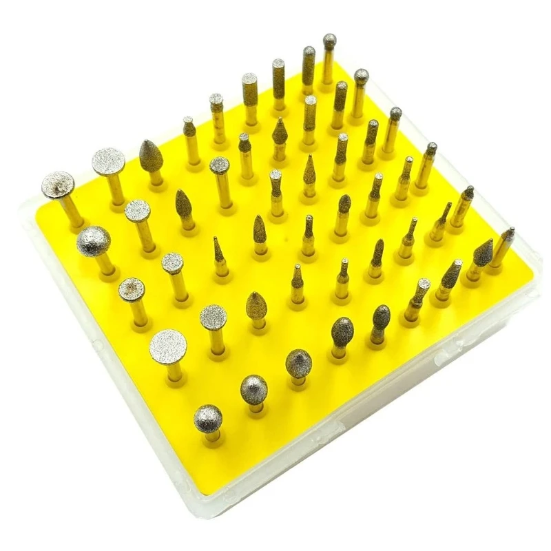 50 Pcs 1/8'' Shank Diamond Coated Rotary Grinding for Head Burr Set Polishing Buffing Bits for Most Rotary Tool
50 Pcs 1/8'' Shank Diamond Coated Rotary Grinding for Head Burr Set Polishing Buffing Bits for Most Rotary Tool