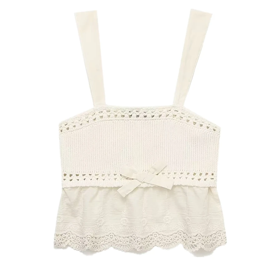 Withered French High Street Retro Ruffled Stitching Knitted Tank Tops Fashion Elegant Beige Summer T-shirt For Women
Withered French High Street Retro Ruffled Stitching Knitted Tank Tops Fashion Elegant Beige Summer T-shirt For Women