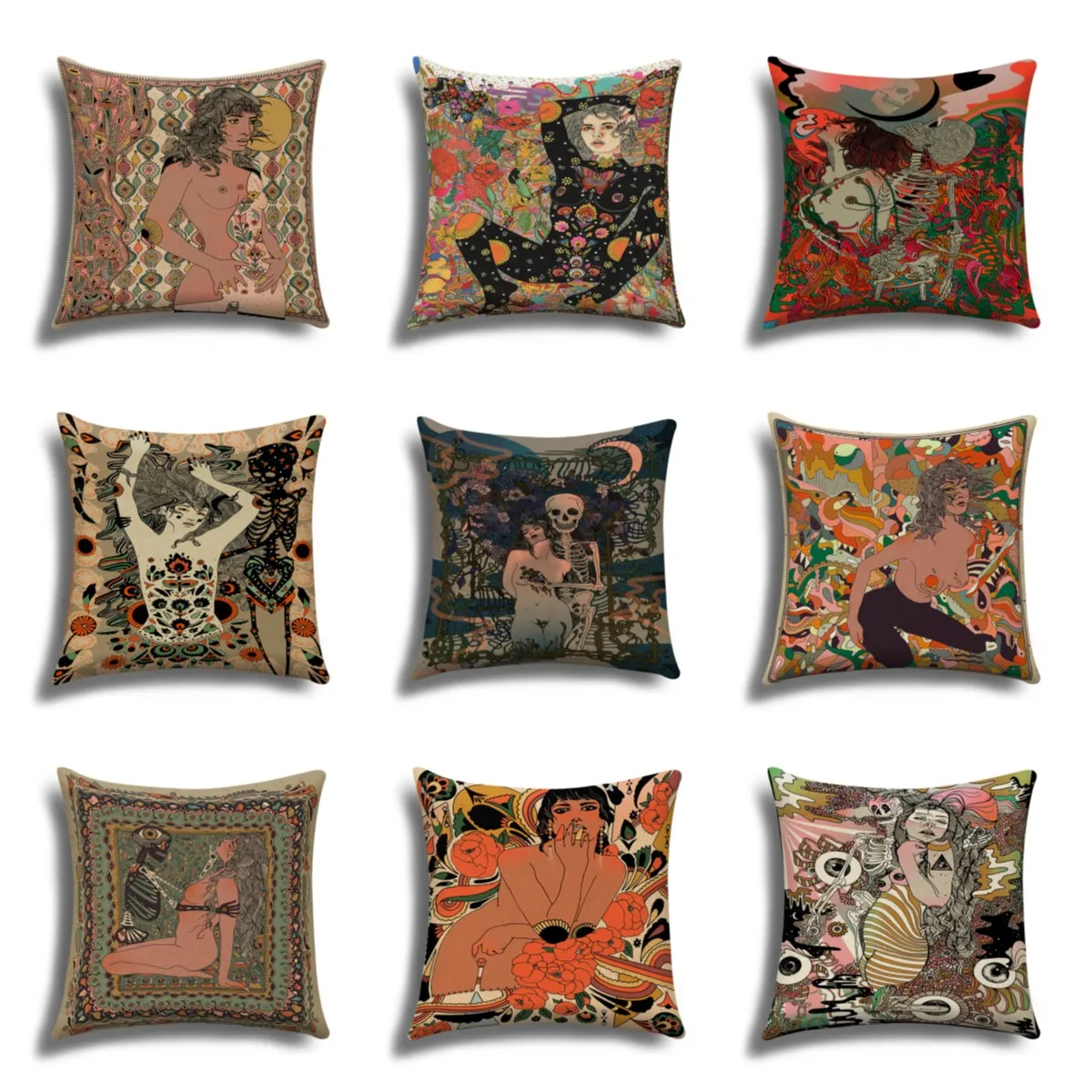 Girl skull illustration cushion cover, linen pillowcase, Cushion cover 45x45, Sofa cushion cover, you can customize your pattern
Girl skull illustration cushion cover, linen pillowcase, Cushion cover 45x45, Sofa cushion cover, you can customize your pattern