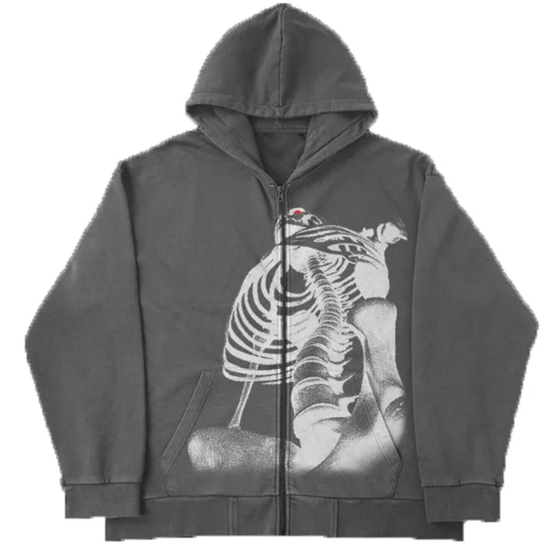 Retro Streetwear Skull Print Oversized Sweatshirt Women Y2K Harajuku Goth Punk Casual Top Loose Sexy Zip Hoodie Women
Retro Streetwear Skull Print Oversized Sweatshirt Women Y2K Harajuku Goth Punk Casual Top Loose Sexy Zip Hoodie Women