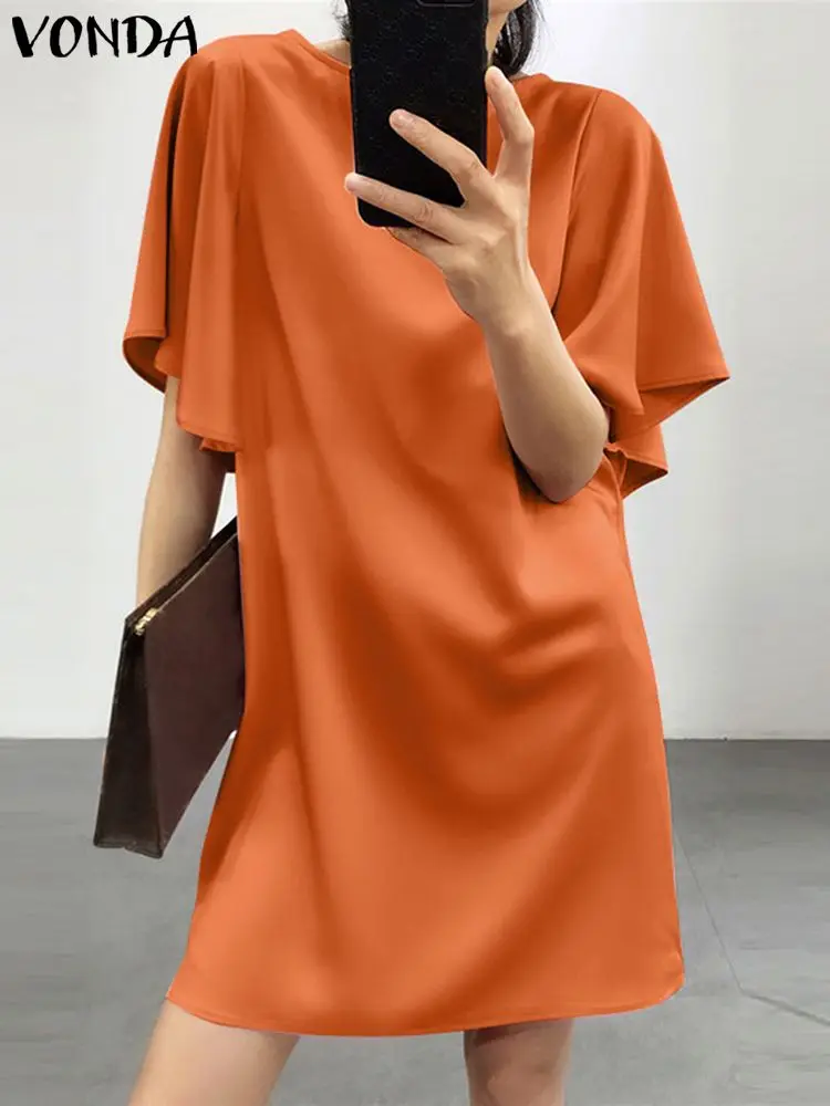 Elegant Backless Mini Sundress 2022 VONDA Summer Women Sexy Short Sleeve Casual Dress Loose Oversize Baggy Party Beach Vestidos
Elegant Backless Mini Sundress 2022 VONDA Summer Women Sexy Short Sleeve Casual Dress Loose Oversize Baggy Party Beach Vestidos