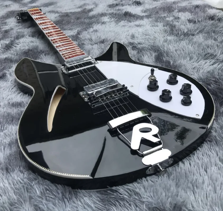 

Custom Grand Semi Hollow Body Rick 360 Electric Guitar 6 Strings Guitar in Black Color All Color Are Available