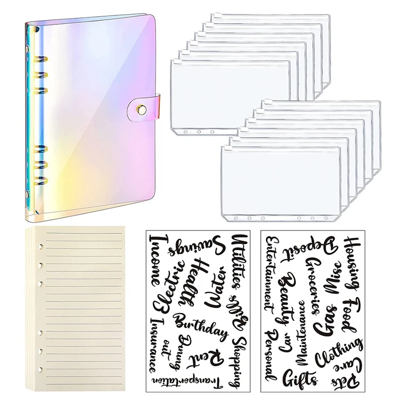 A6 Budget Planner Binder Organizer Soft PVC Notebook Binder Cover With 12 Pieces Binder Pockets (Rainbow Style)
A6 Budget Planner Binder Organizer Soft PVC Notebook Binder Cover With 12 Pieces Binder Pockets (Rainbow Style)