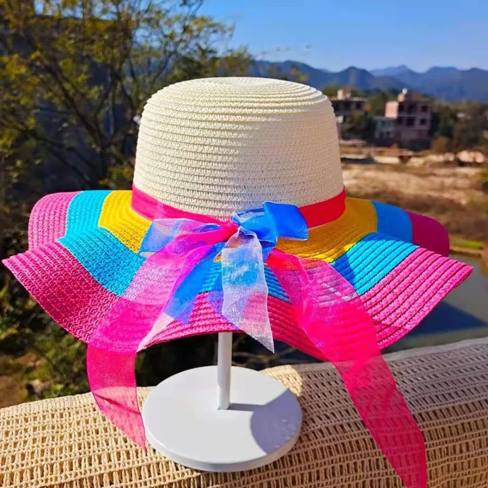 Colorful With Wire Edge Rainbow Striped Big Brim Straw Hats Summer Hats Beach Hats Sunshade
Colorful With Wire Edge Rainbow Striped Big Brim Straw Hats Summer Hats Beach Hats Sunshade