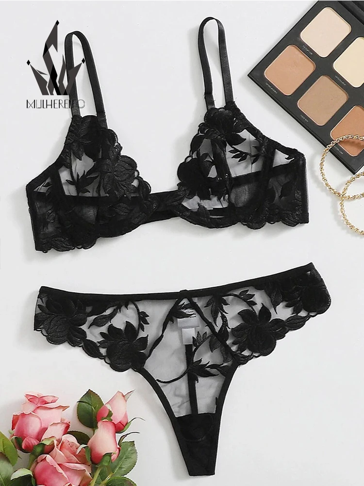 Mulherelfo Sensual Floral Lingerie Sets Women Underwear Sexy Embroidery Transparent Bra and Brief Set Exotic Bralette Outfits
Mulherelfo Sensual Floral Lingerie Sets Women Underwear Sexy Embroidery Transparent Bra and Brief Set Exotic Bralette Outfits