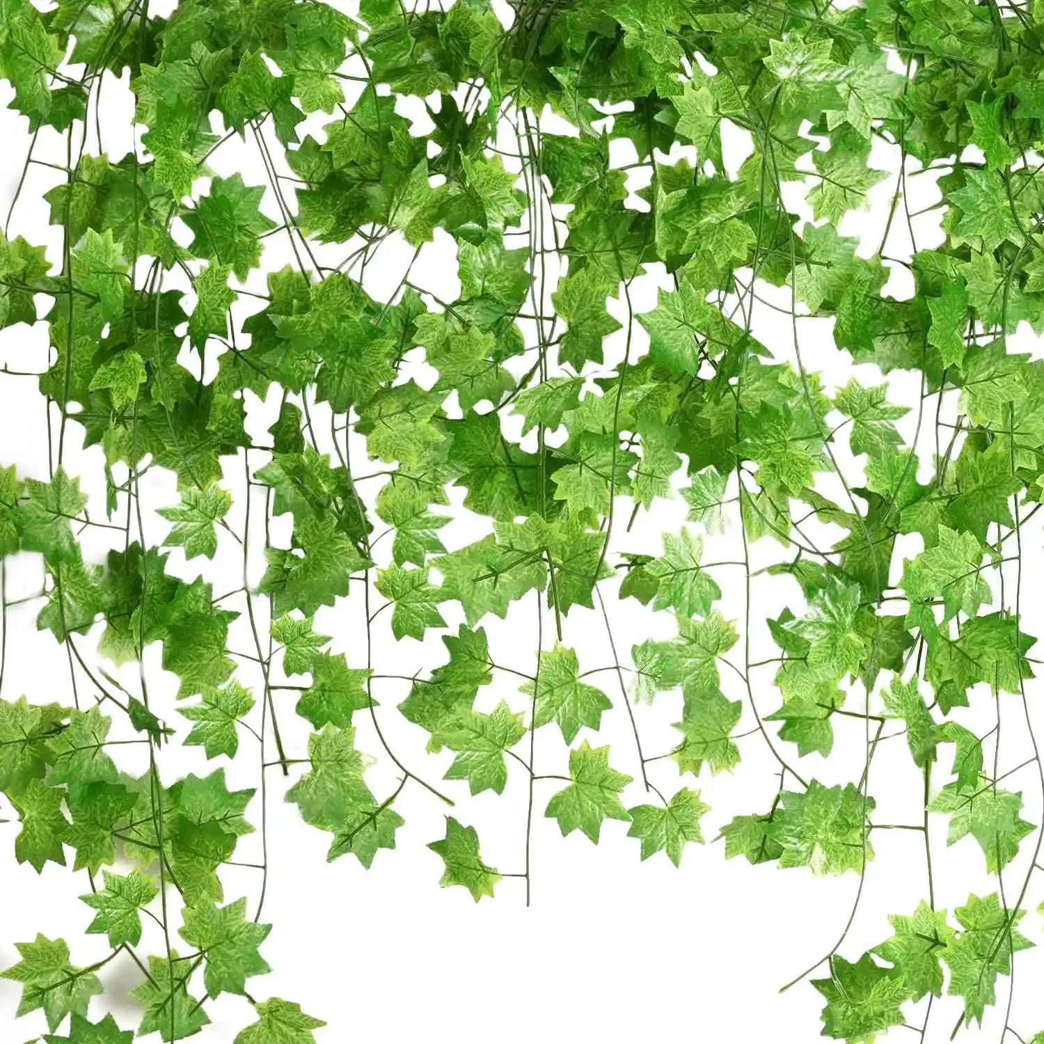 12 Pcs 7.5Ft Artificial Maple Leaves Hanging Vines, Fake Ivy Garland Hanging Plants for Garden Wedding Party Decorations 
12 Pcs 7.5Ft Artificial Maple Leaves Hanging Vines, Fake Ivy Garland Hanging Plants for Garden Wedding Party Decorations