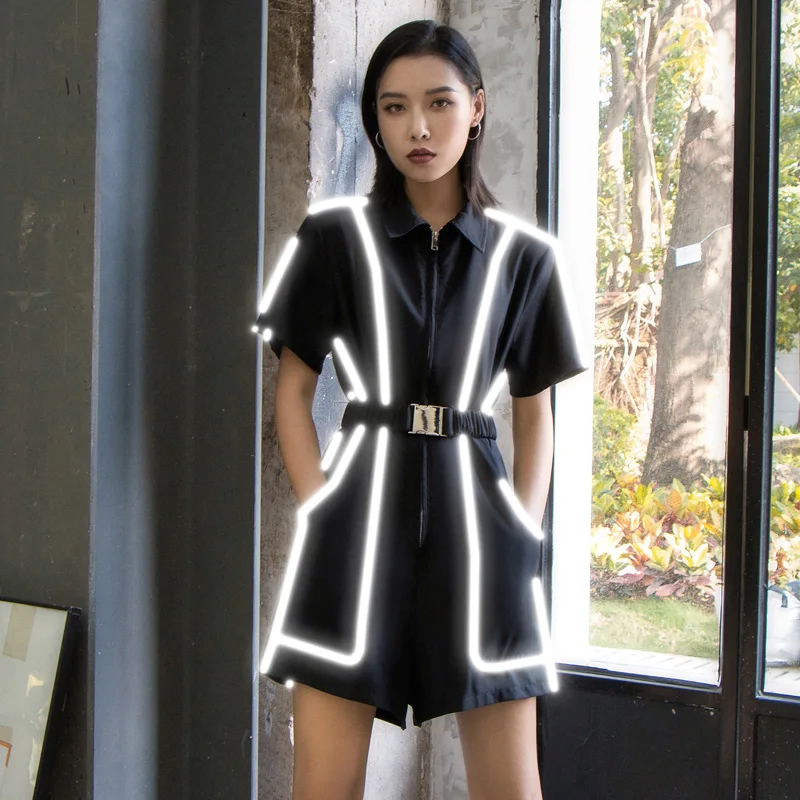Hip Hop Jazz Dance Costumes For Women 2022 Female Black Reflective Strip Stitching Cargo Jumpsuit Overalls Rave Ourtfit XS4530
Hip Hop Jazz Dance Costumes For Women 2022 Female Black Reflective Strip Stitching Cargo Jumpsuit Overalls Rave Ourtfit XS4530